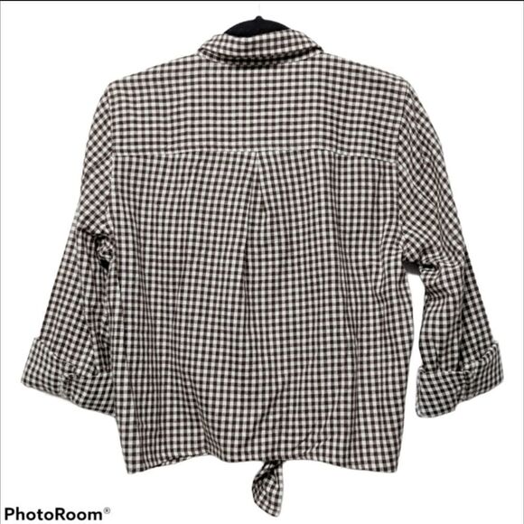 NWT MADEWELL Flannel Gingham Tie Front Shirt L - Picture 7 of 10